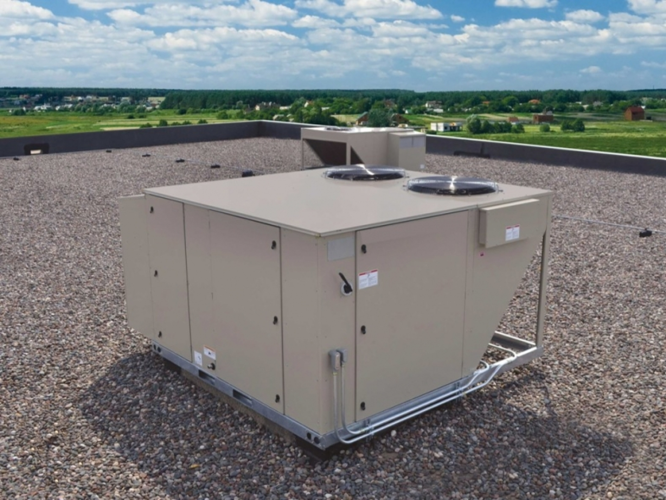 Air conditioning unit on a rooftop.