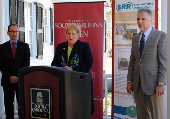 Officials announce financial support for a new engineering program at the University of South Carolina Aiken. Pictured, left to right, are URS Global Management and Operations Services General Manager James Taylor, USC Aiken Chancellor Sandra Jordan, and SRR President and Project Manager Ken Rueter. Officials announce financial support for a new engineering program at the University of South Carolina Aiken. Pictured, left to right, are URS Global Management and Operations Services General Manager James Taylor, USC Aiken Chancellor Sandra Jordan, and SRR President and Project Manager Ken Rueter.