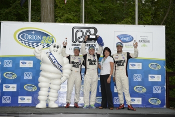 The Honda and Muscle Milk Team, pictured here, are the 2013 Michelin Green X Challenge Prototype champions. | Photo courtesy of Michelin The Honda and Muscle Milk Team, pictured here, are the 2013 Michelin Green X Challenge Prototype champions. | Photo courtesy of Michelin