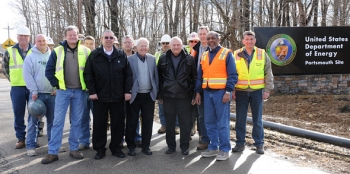 The Pike County Commissioners recently toured the construction site of the countyâs new sewer line extension being installed. Shown with team members from contractors FOILL Construction, Stantec, and Fluor-B&W Portsmouth in the background are, front row, left to right, Dennis Carr of Fluor-B&W Portsmouth; Commissioners Teddy West, Blaine Beekman, and Harry Rider; EM Site Lead Joel Bradburne; EM Site Director Dr. Vince Adams; and Rick Ginther of Fluor-B&W Portsmouth. The Pike County Commissioners recently toured the construction site of the countyâs new sewer line extension being installed. Shown with team members from contractors FOILL Construction, Stantec, and Fluor-B&W Portsmouth in the background are, front row, left to right, Dennis Carr of Fluor-B&W Portsmouth; Commissioners Teddy West, Blaine Beekman, and Harry Rider; EM Site Lead Joel Bradburne; EM Site Director Dr. Vince Adams; and Rick Ginther of Fluor-B&W Portsmouth.