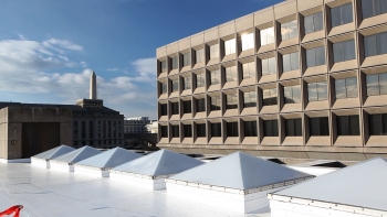 New cool roofs installed on the Energy Departmentâs headquarters building in Washington DC in November, 2010. | Image credit Quentin Kruger, Energy Department New cool roofs installed on the Energy Departmentâs headquarters building in Washington DC in November, 2010. | Image credit Quentin Kruger, Energy Department