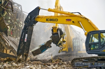 Excavators cut and move debris. Excavators cut and move debris.