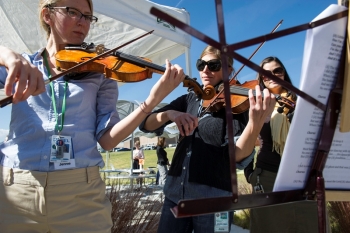 Jennie Jorgenson has been working at the National Renewable Energy Laboratory in Golden, CO since 2012. Here she's on campus, playing music with colleagues. Photo credit Dennis Schroeder Jennie Jorgenson has been working at the National Renewable Energy Laboratory in Golden, CO since 2012. Here she's on campus, playing music with colleagues. Photo credit Dennis Schroeder