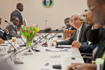 Secretary Moniz discusses the upcoming U.S.-Africa Energy Ministerial, a forum for showcasing African leadership in energy development, with over 35 ambassadors to the United States from across the African continent. Secretary Moniz discusses the upcoming U.S.-Africa Energy Ministerial, a forum for showcasing African leadership in energy development, with over 35 ambassadors to the United States from across the African continent.