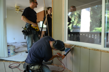 A worker caulks the exterior of a home window. Advanced window framing techniques can help homeowners save energy and money. | Photo courtesy of Weatherization Assistance Program Technical Center A worker caulks the exterior of a home window. Advanced window framing techniques can help homeowners save energy and money. | Photo courtesy of Weatherization Assistance Program Technical Center