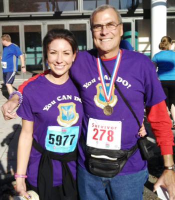 Jim Kopotic and his daughter Lauren pause for a photo after a race that raised money for cancer research and treatment. Jim Kopotic and his daughter Lauren pause for a photo after a race that raised money for cancer research and treatment.