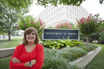 The author, pictured outside the Department of Energy's headquarters in Washington, D.C. | Photo by <a href="/node/379579">Sarah Gerrity</a>, Energy Department. The author, pictured outside the Department of Energy's headquarters in Washington, D.C. | Photo by <a href="/node/379579">Sarah Gerrity</a>, Energy Department.