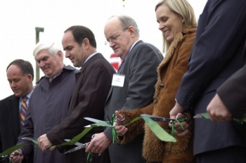 John Ferrell (center -- 4th from left) participates in a ribbon cutting ceremony marking the grand opening of a cellulosic ethanol demonstration facility in Tennessee. | Photo by Amy Smotherman Burgess. John Ferrell (center -- 4th from left) participates in a ribbon cutting ceremony marking the grand opening of a cellulosic ethanol demonstration facility in Tennessee. | Photo by Amy Smotherman Burgess.