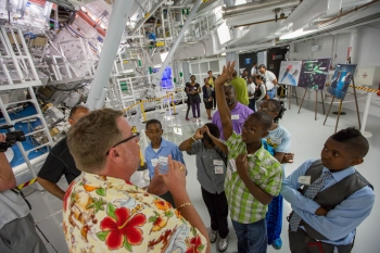 A group of students gets a tour of the National Ignition Facility at Lawrence Livermore National Lab as part of the My Brothers Keeper Initiative. | Photo courtesy of Lawrence Livermore National Lab. A group of students gets a tour of the National Ignition Facility at Lawrence Livermore National Lab as part of the My Brothers Keeper Initiative. | Photo courtesy of Lawrence Livermore National Lab.