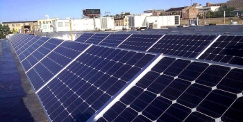 A 30-kilowatt rooftop solar photovoltaic array powers the Tribeâs administration building in Milwaukee. Photo from Forest County Potawatomi Community. A 30-kilowatt rooftop solar photovoltaic array powers the Tribeâs administration building in Milwaukee. Photo from Forest County Potawatomi Community.