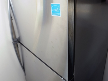 Look for the ENERGY STAR when buying a refrigerator. | Photo courtesy of Thomas Kelsey/U.S. Department of Energy Solar Decathlon Look for the ENERGY STAR when buying a refrigerator. | Photo courtesy of Thomas Kelsey/U.S. Department of Energy Solar Decathlon