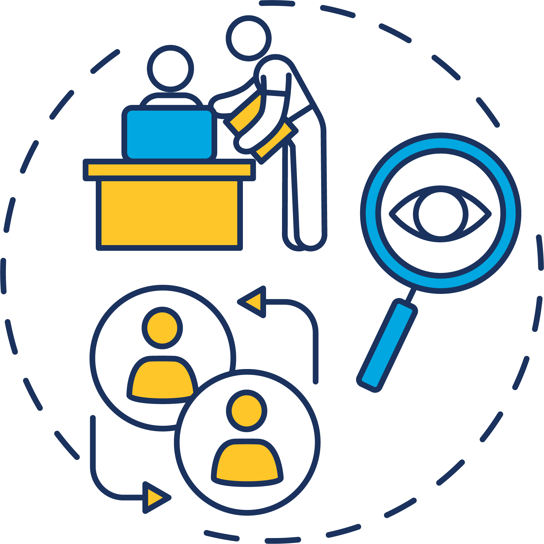 Illustration of discussion and learning.
