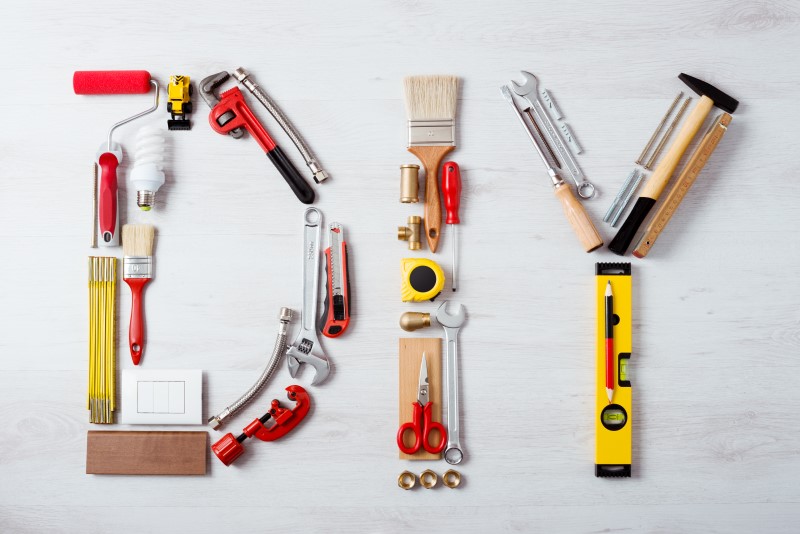 Tools forming the letters DIY