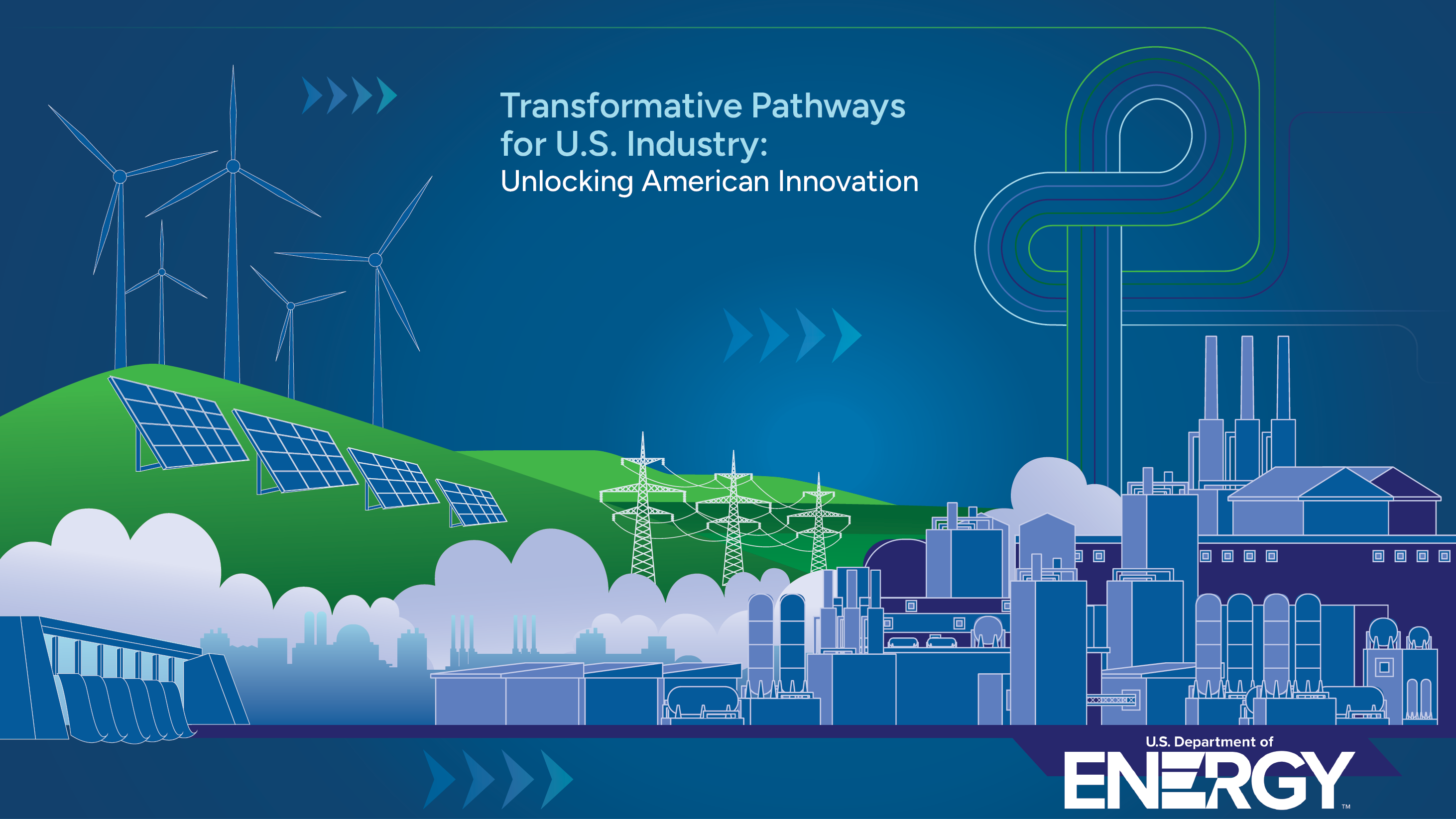 Illustration of renewable energy and factories