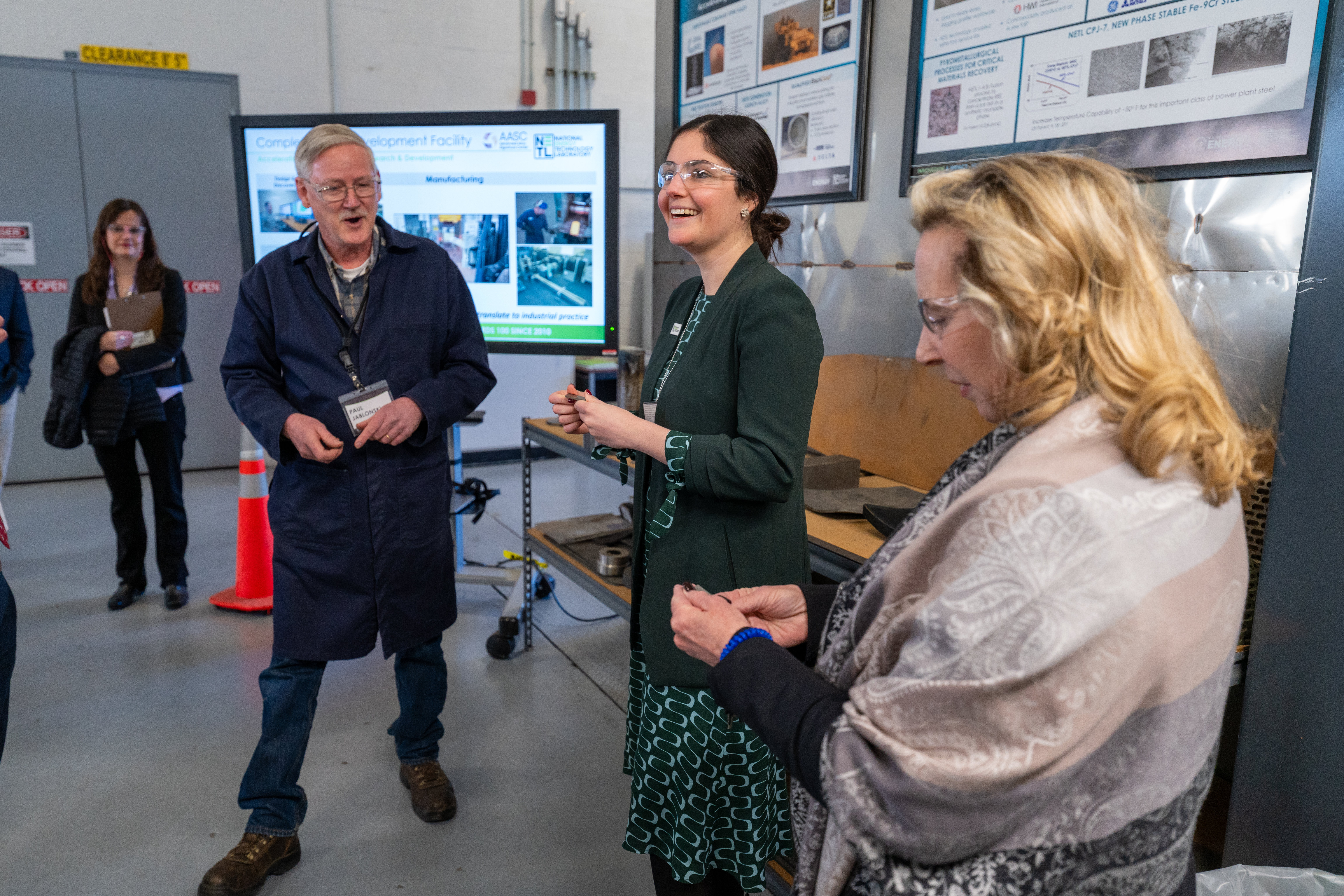 PDAS Tala Goudarzi and Deputy Assistant Secretary of Operations Vicki Michetti take a closer look at the groundbreaking projects underway at the NETL Albany campus.