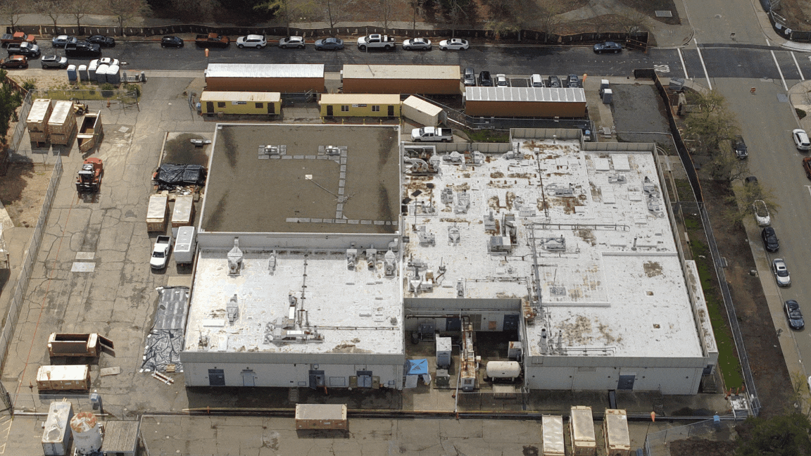 Rotating images of before and after a demolition