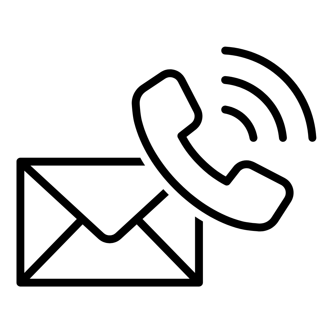 A graphic with an envelope and a phone. 