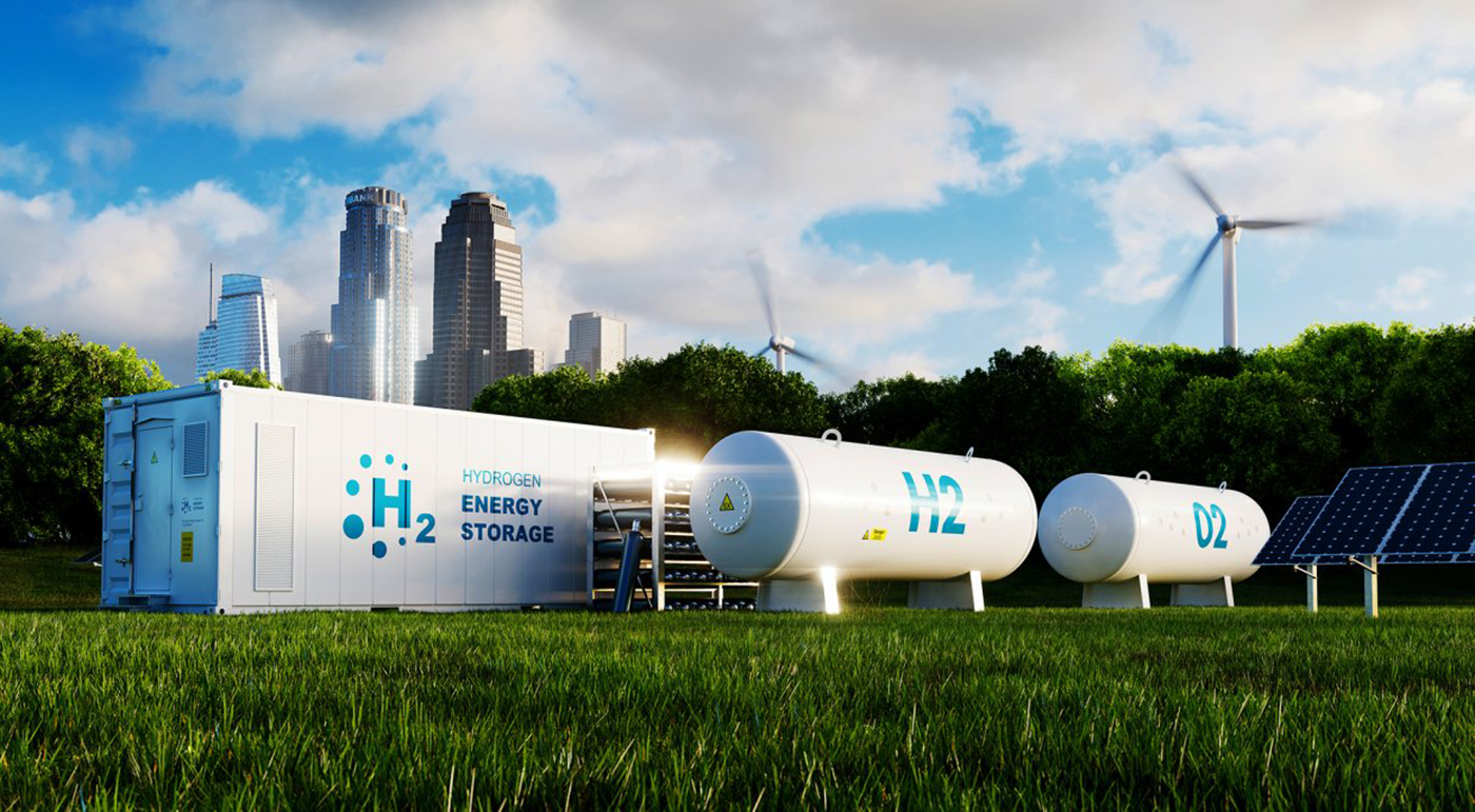 Rendering of a hydrogen energy storage system