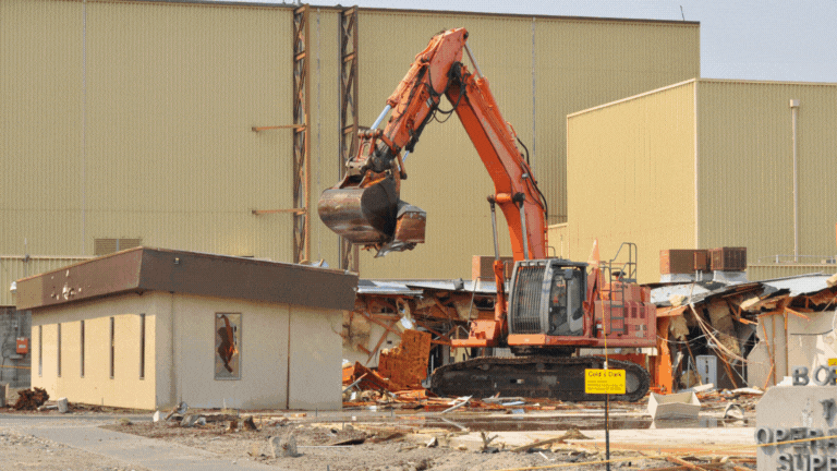 Rotating set of images of demolition at the Hanford Site