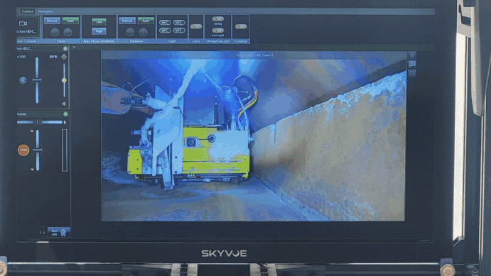 Rotating set of images of inside a waste tank at the Hanford Site