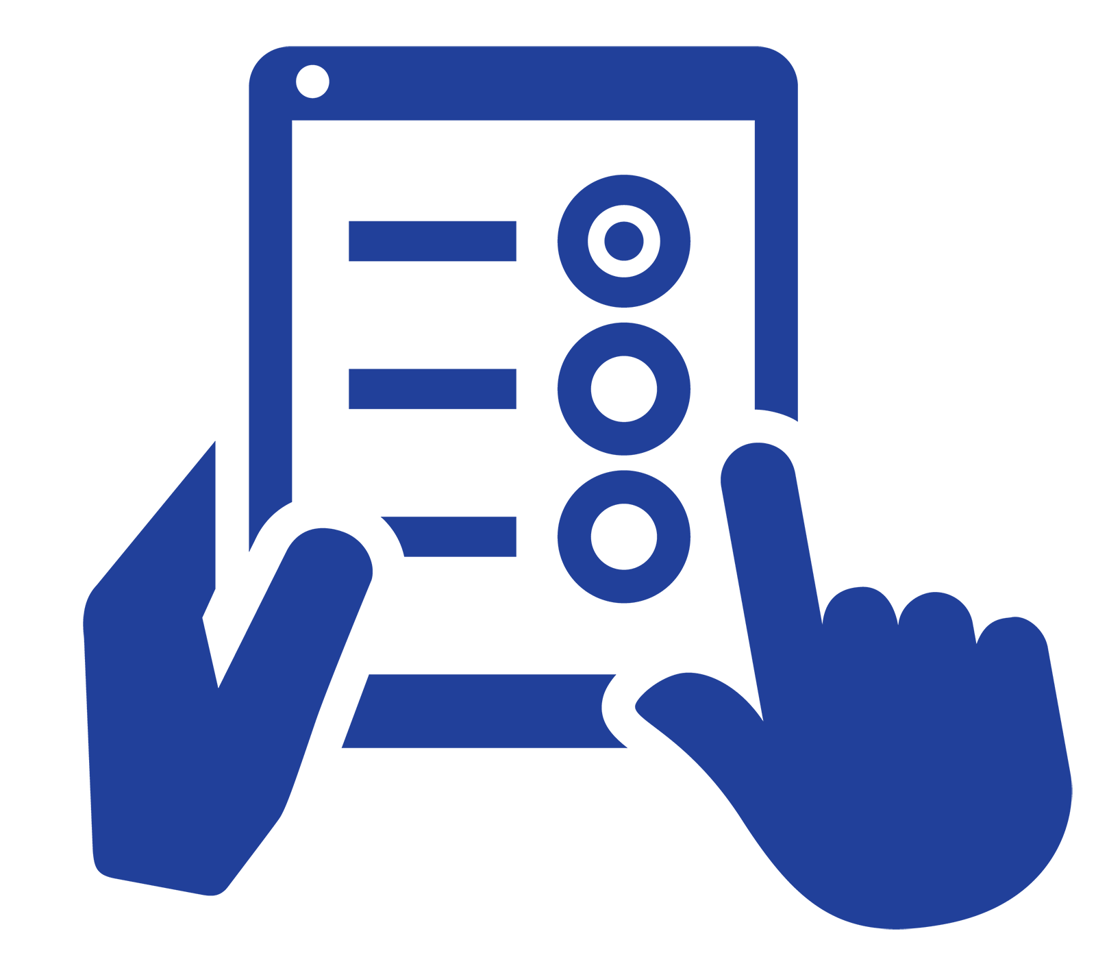 Hands on tablet icon