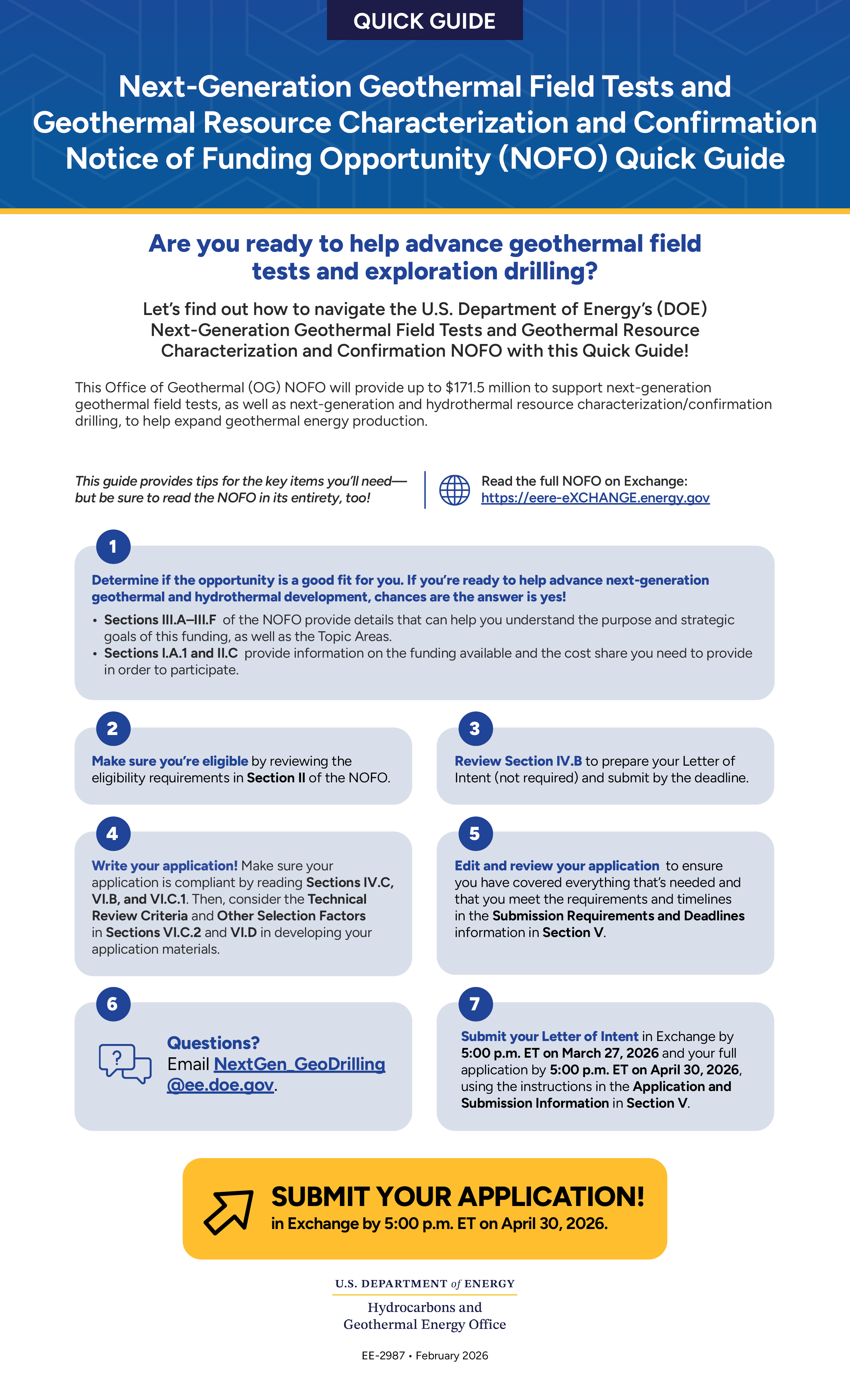 Image of the PDF of the Next-Generation Geothermal Field Tests NOFO Quick Guide