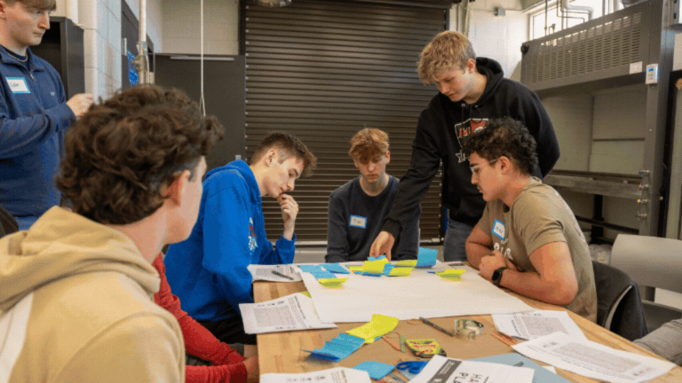 Rotating set of images of students participating in STEM activities