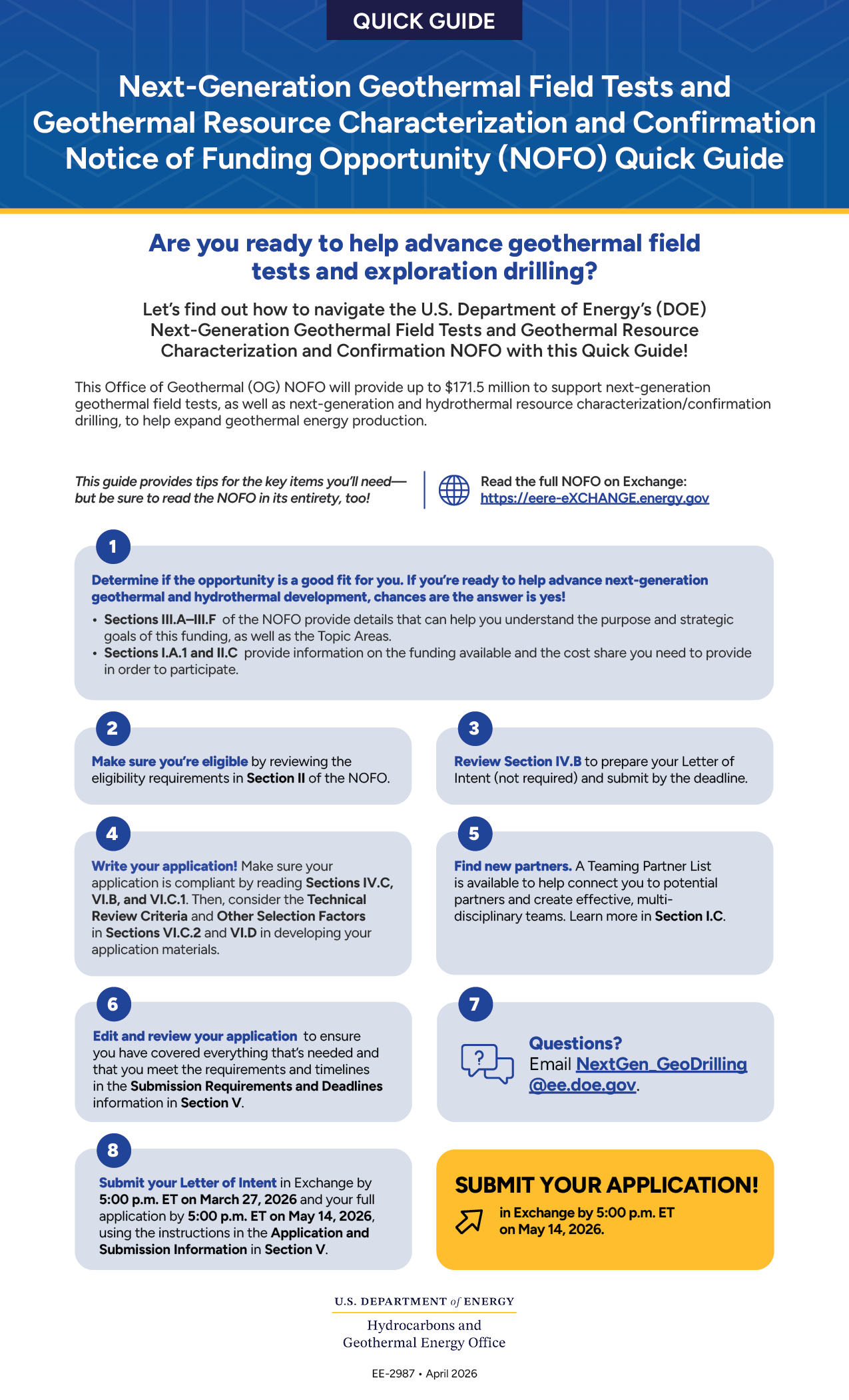 Image of the PDF of the Next-Generation Geothermal Field Tests NOFO Quick Guide