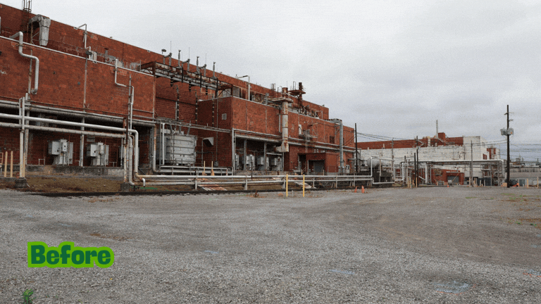Rotating set of images of a demolition at the Oak Ridge site