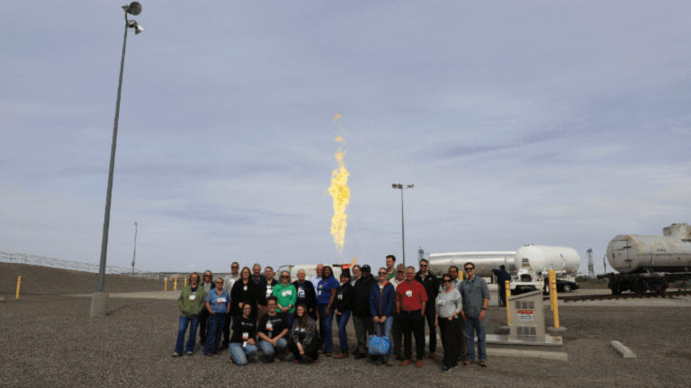 Rotating set of images of people touring the Hanford Site