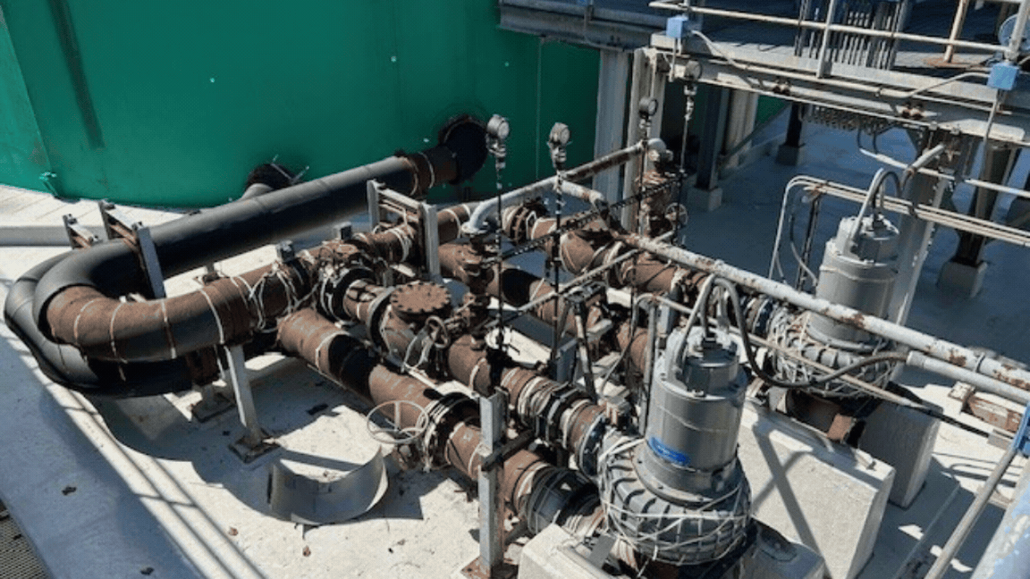 A rotating set of images of piping around the Oak Ridge site