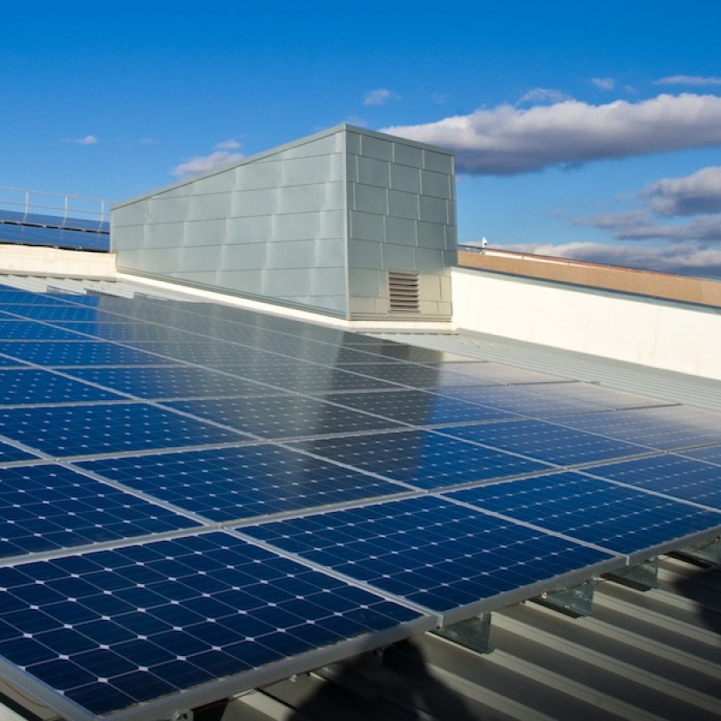 Photo of a sustainable building. 