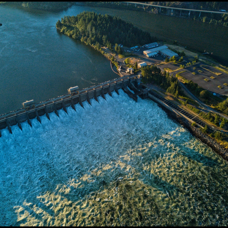 Hydropower and river.
