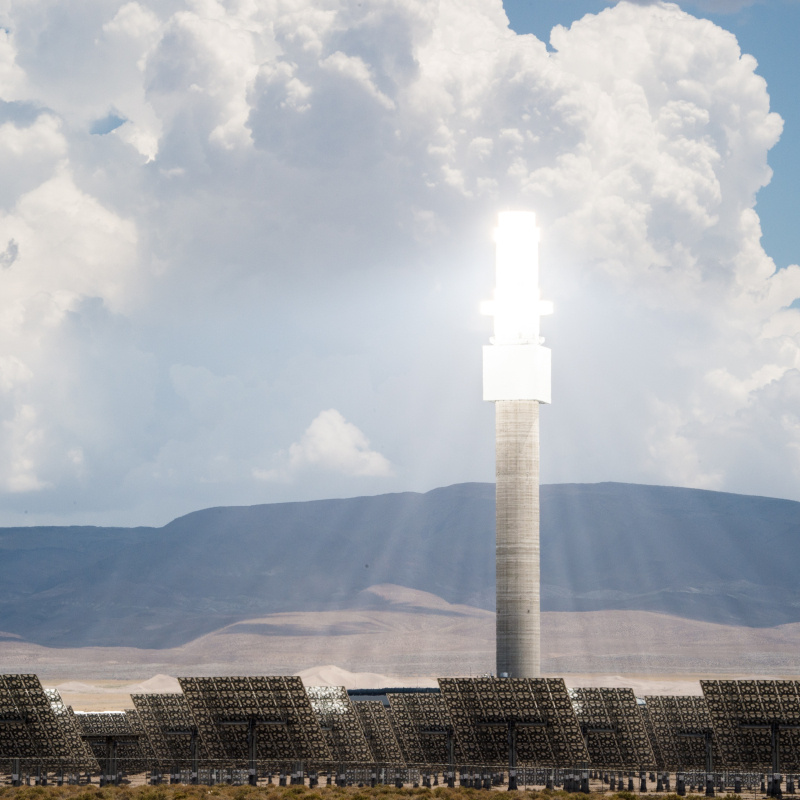 640-foot tall power tower at concentrating solar-thermal power plant
