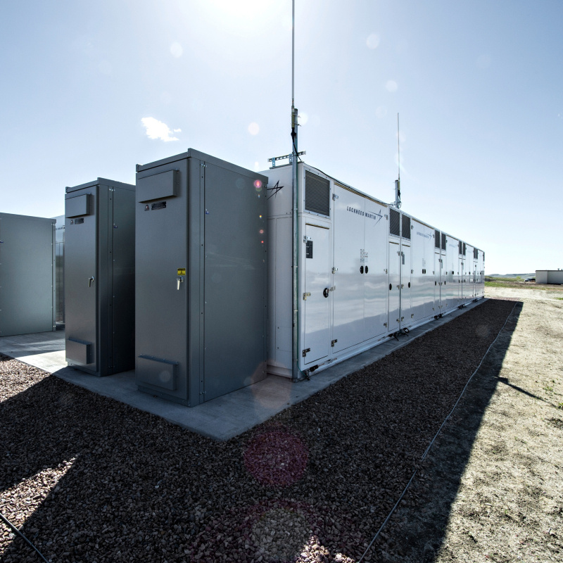 Utility scale lithium ion Battery Energy Storage System (BESS) installation at Ft. Carson is paired with photovoltaic solar power