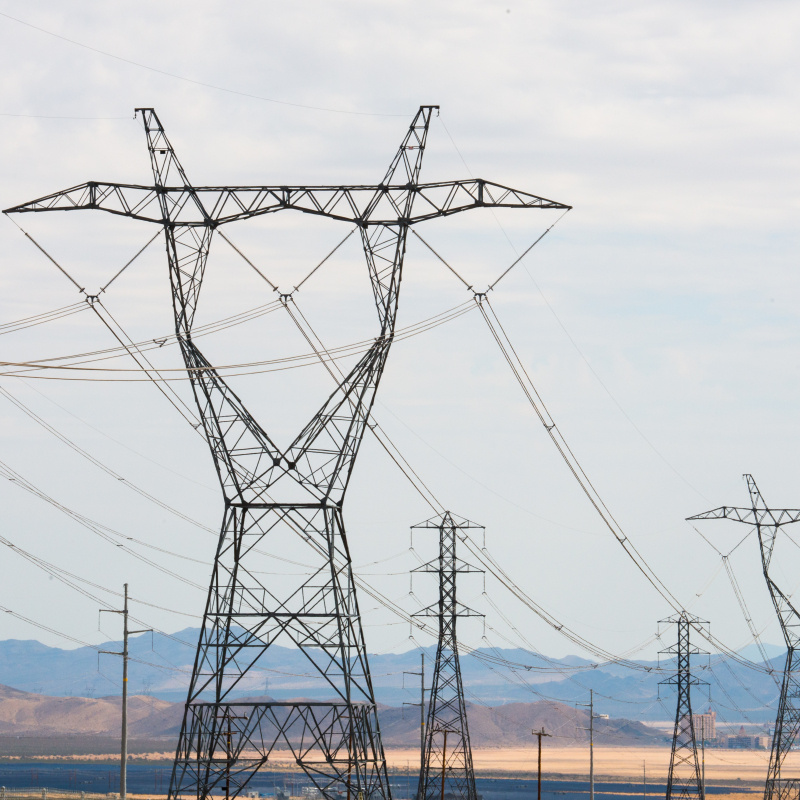 Photo of transmission lines at the Ivanpah Solar Project