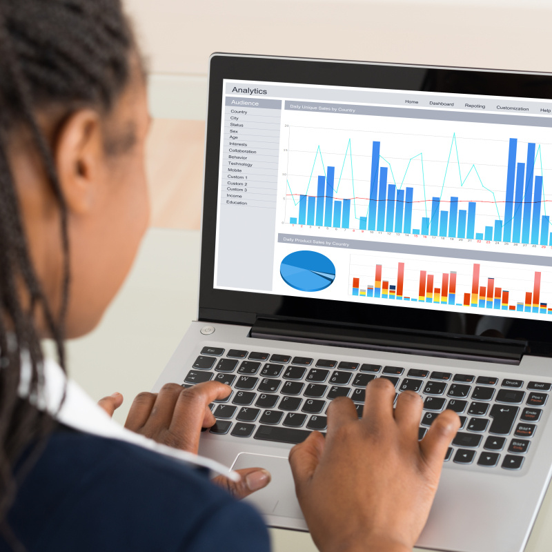 Woman typing on keyboard.