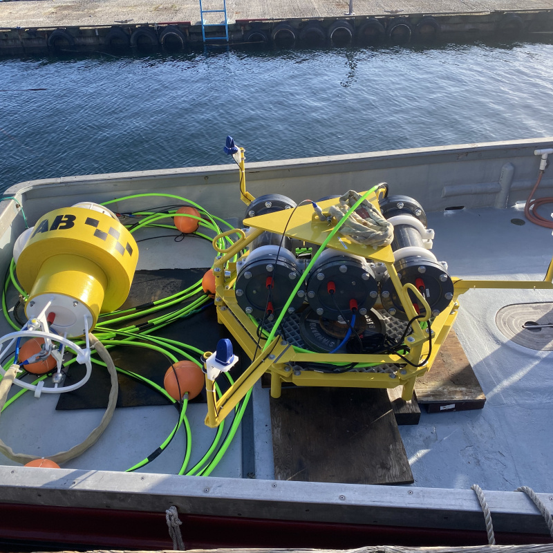 Photo of an acoustic buoy unit ready for deployment.