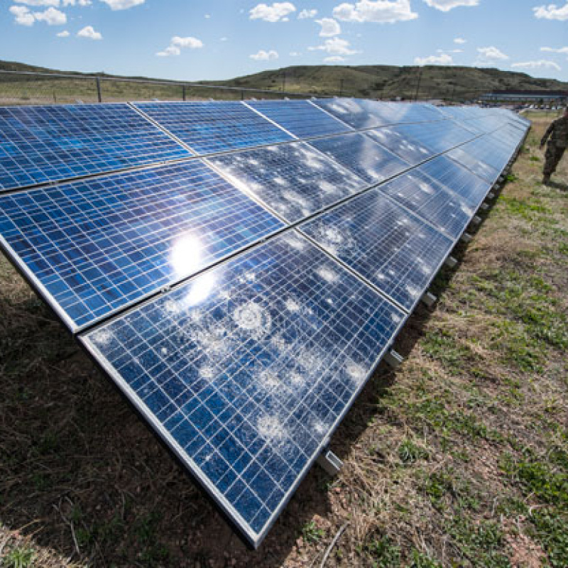 Photovoltaic array damaged by hail
