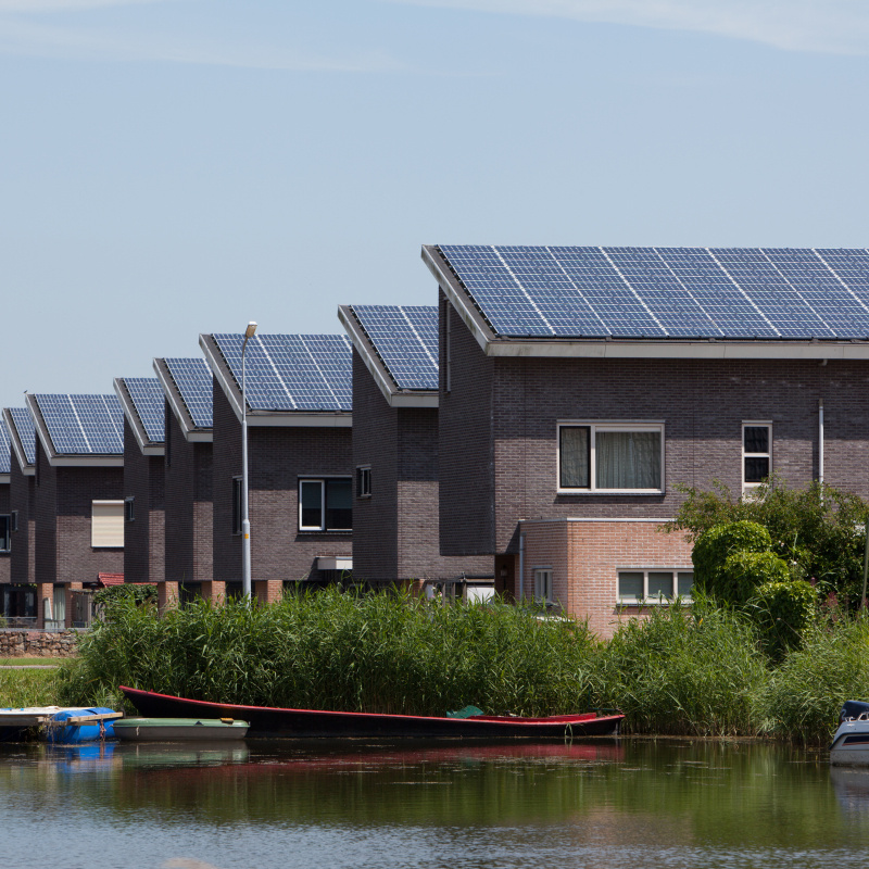 Residential buildings with solar rooftops