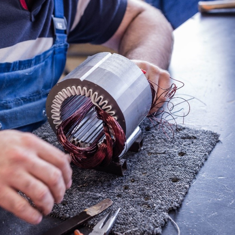 Electrician working on an electric motor.