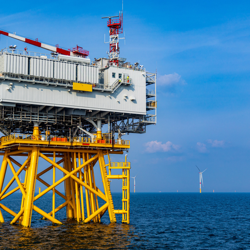 Photo of an offshore wind substation 