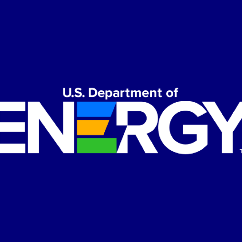 DOE logo on blue background