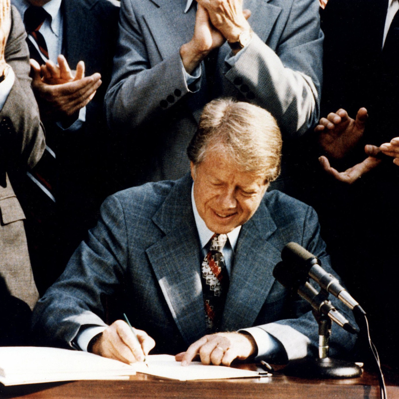 President Jimmy Carter signing the Department of Energy Organization Act into law. 