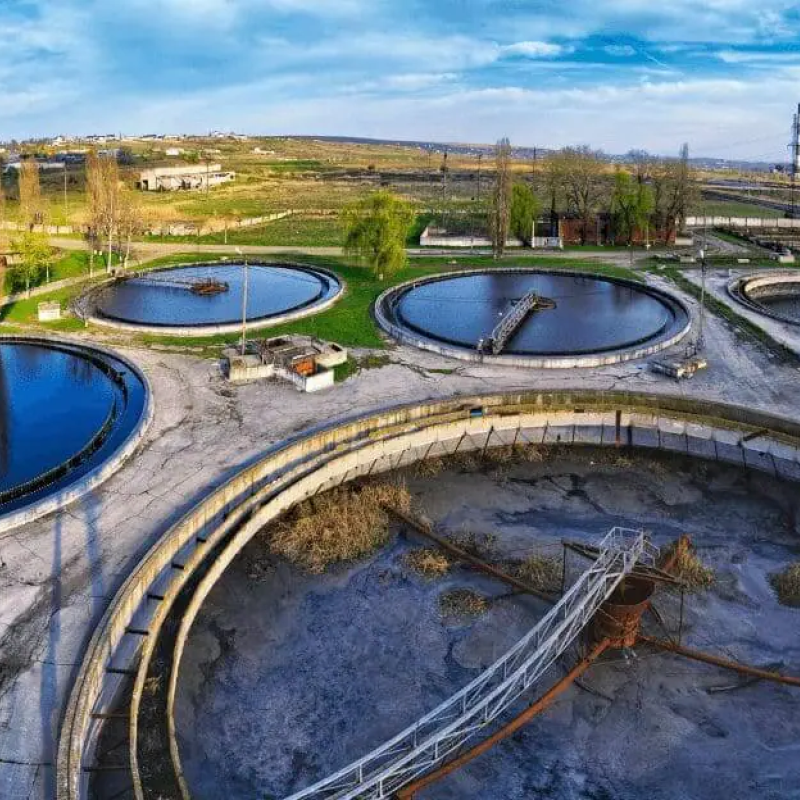 Aerial view of wastewater treatment facility