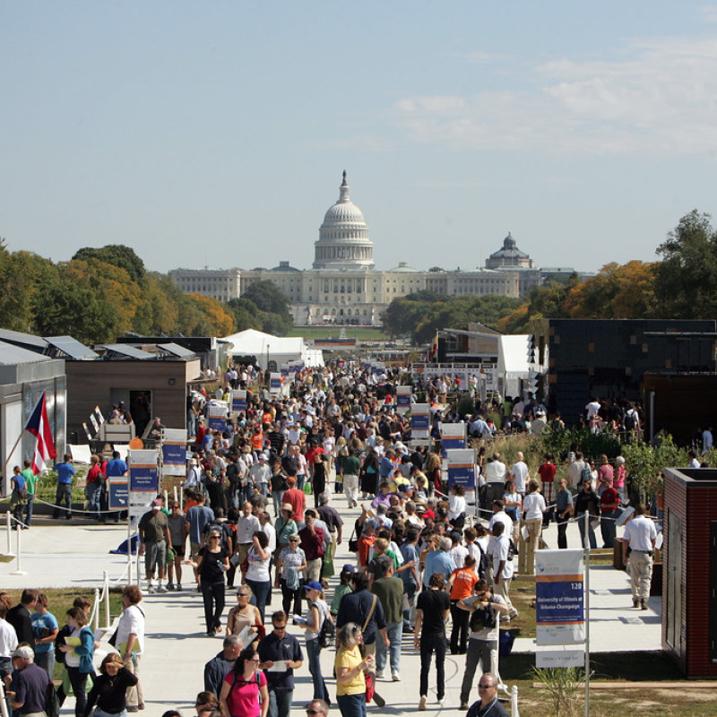 The public takes a first look at the solar-powered homes