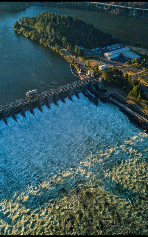 Hydropower and river.