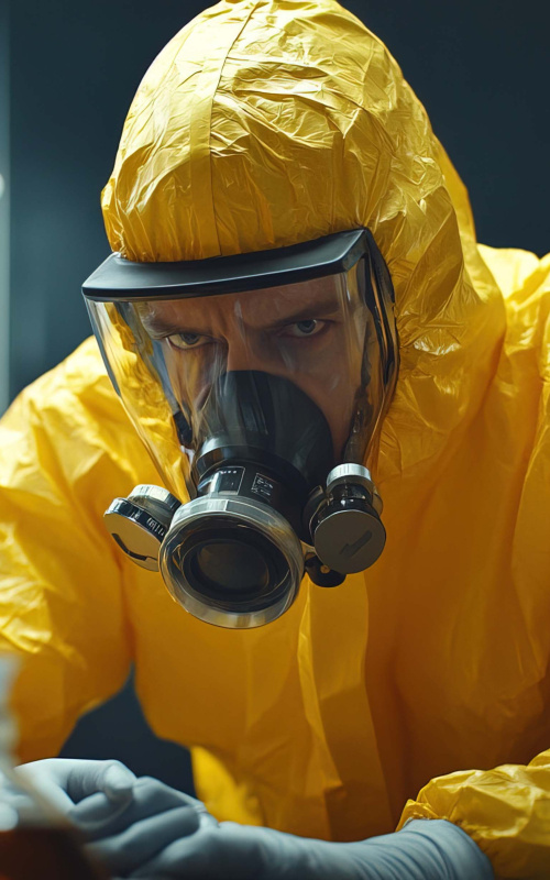 Man working while wearing PPE gear