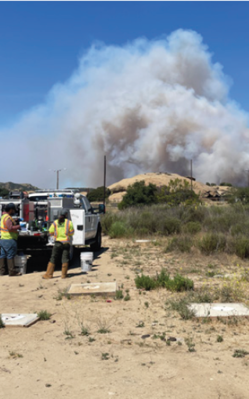 DOE workers monitor Sandy Fire smoke plume
