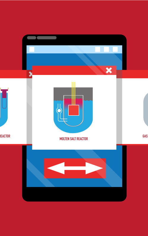 Photo of a phone with three photos of advanced reactors 